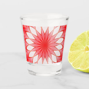 Verre A Shot Mandala Floral Kaléidoscope Étoile Blanche Et Roug