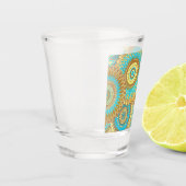 Verre A Shot Mandala superposé bleu marron or (Gauche)