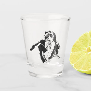 Verre A Shot Manga, Chat fille aux oreilles de chat Furry Kawai
