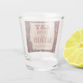 Verre A Shot Mangez Boire et Soyez Joyeux Rouge Rustique Plaid (Dos)