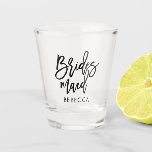 Verre A Shot Manuscrit élégant "demoiselle d'honneur" (Devant)
