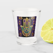 Verre A Shot Mardi Gras Gold violet vert Hamsas Art (Devant)