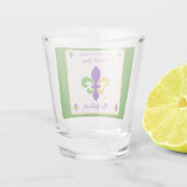 Verre A Shot Mardi Gras NOM Vert Or Violet Fleur de Lis (Dos)