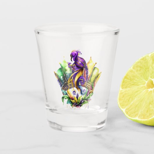 Verre A Shot Mardi Gras - Oiseau Et Couronne (Devant)