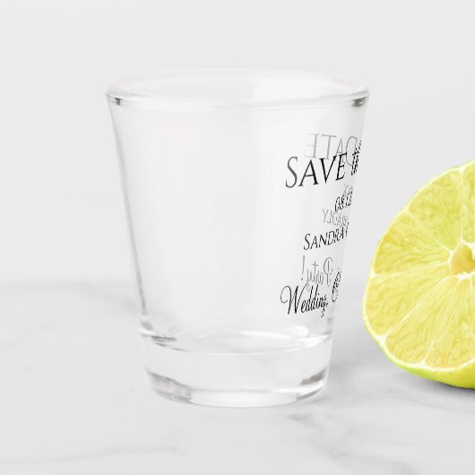 Verre A Shot Mariage amusant Enregistrer la date Mariage, gâtea (Gauche)