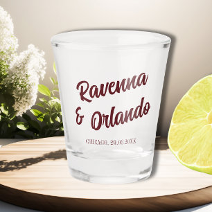 Verre A Shot Mariage Bourguignon Rétro aux Bandes Pêche Éteinte