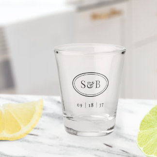 Verre A Shot Mariage Classique Ovale Monogramme