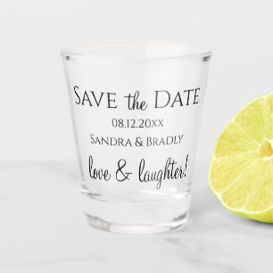 Verre A Shot Mariage Date à retenir Noir Blanc Amour & Rires