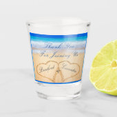 Verre A Shot Mariage de plage Keepsaké Coeurs dans le sable (Devant)