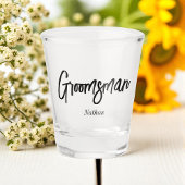 Verre A Shot Mariage de script noir blanc Groomsman
