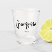 Verre A Shot Mariage de script noir blanc Groomsman (Devant)