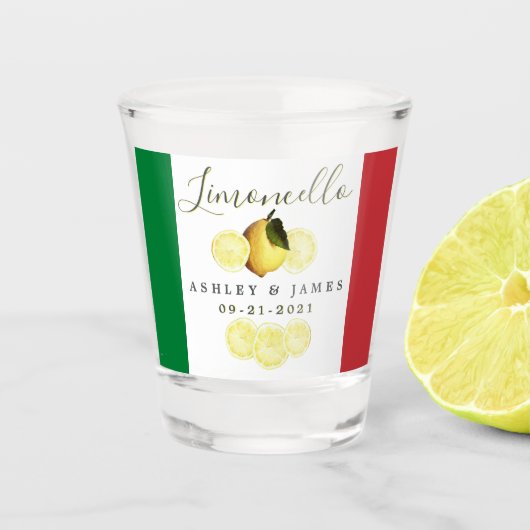 Verre A Shot Mariage Drapeau Italien Date Vos Noms Limoncello (Devant)