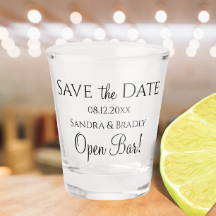 Verre A Shot Mariage drôle, Sauvegarder la date, Bar ouvert noi