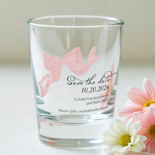 Verre A Shot Mariage Enregistrer la date Invitation | Pink Bow