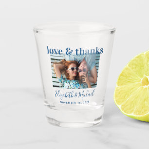 Verre A Shot Mariage Favor Blue Love Merci Photo Custom Shot G