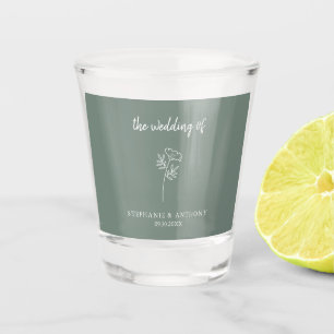 Verre A Shot Mariage Fleur sauvage Sage Green