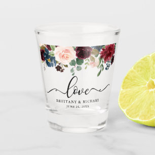 Verre A Shot Mariage floral de Bourgogne d'amour de