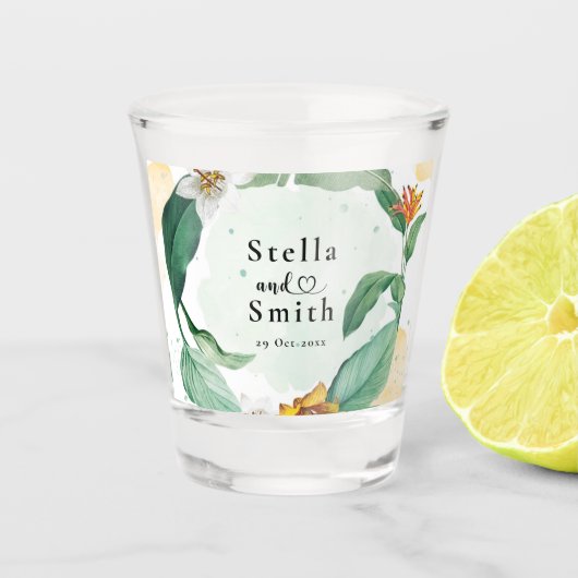 Verre A Shot Mariage floral tropical coloré (Devant)