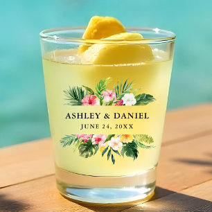 Verre A Shot Mariage floral tropical d'aquarelle