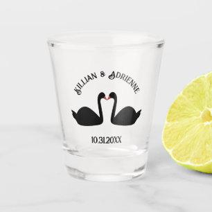 Verre A Shot Mariage gothique Baiser Black Swans Personnalisé