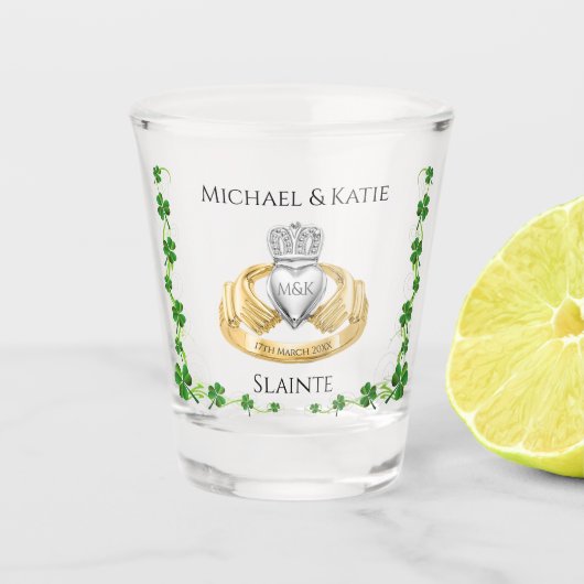 Verre A Shot Mariage irlandais Claddagh Ring (Devant)