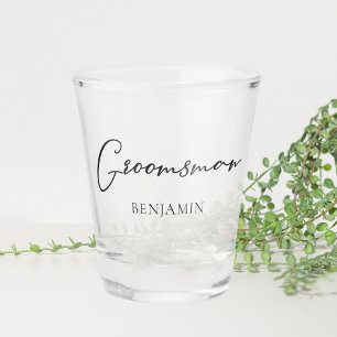 Verre A Shot Mariage Moderne Personnalisé Blanc Noir Garçon d'H