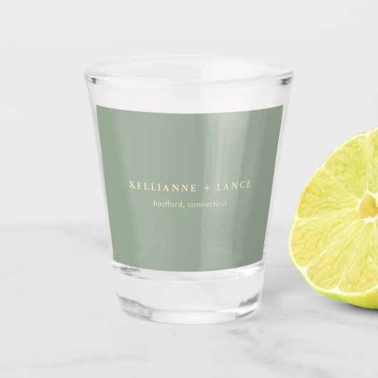 Verre A Shot Mariage Moderne Vert Sauge Simple (Devant)