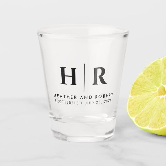 Verre A Shot Mariage Monogramme moderne mariée et chambre perso (Devant)