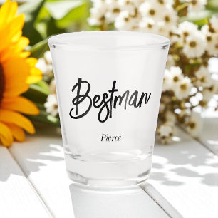 Verre A Shot Mariage noir blanc Bestman 