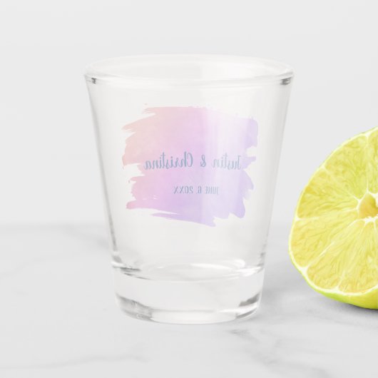 Verre A Shot Mariage personnalisable Keepsaké aquarelle (Dos)