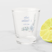 Verre A Shot Mariage personnalisable Keepsaké bleu floral (Dos)