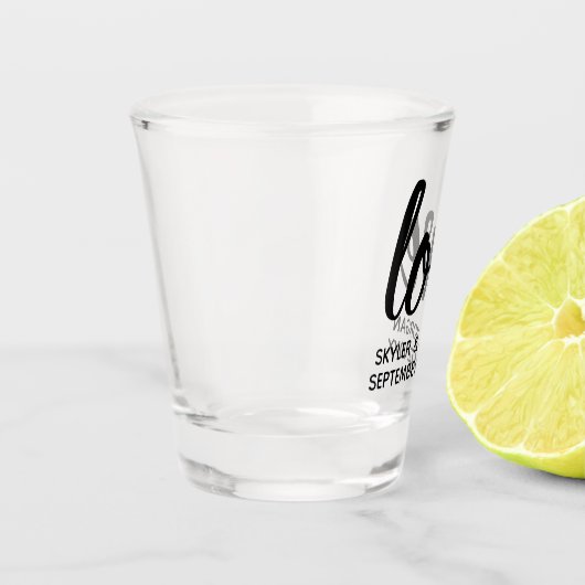 Verre A Shot Mariage personnalisé chic de manuscrit moderne (Gauche)