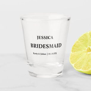 Verre A Shot Mariage personnalisé Date et noms Bridesmaid