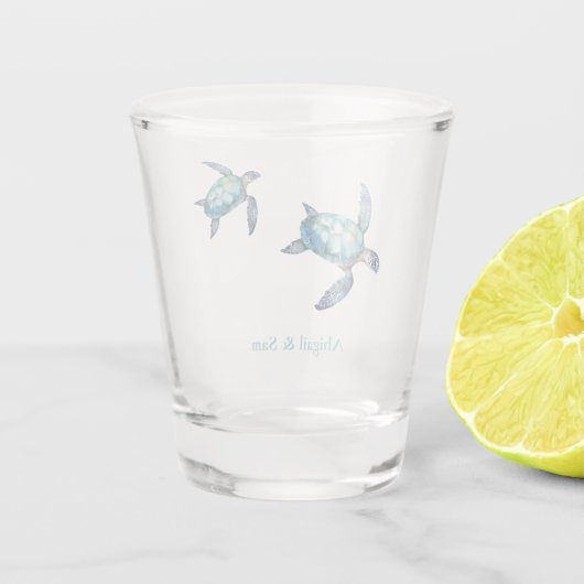 Verre A Shot Mariage personnalisé de plage de tortue de mer (Dos)