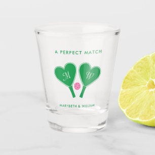 Verre A Shot Mariage Pickleball Vert et Rose Prépa