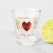 Verre A Shot Mariage Rouge Gothique Mains de Squelette Jusqu'à (Devant)