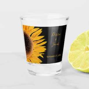 Verre A Shot Mariage rustique Elegant Jaune Tournesol Noir