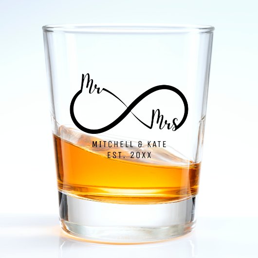 Verre A Shot Mariage Symbole de l'Infini M. et Mme