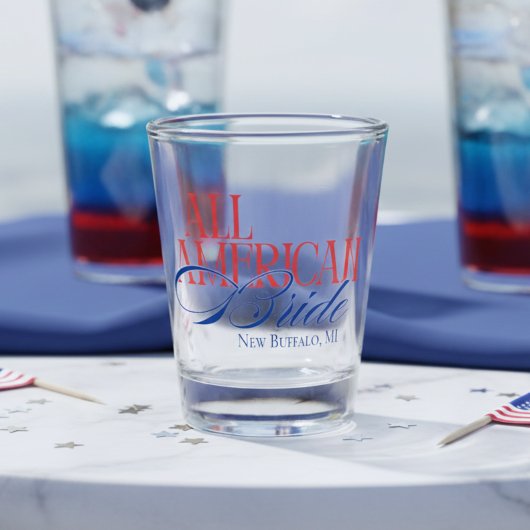 Verre A Shot Mariée Bachelorette Tout Américaine Patriotique