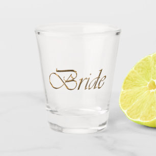 Verre A Shot Mariée, écriture or élégant chic clair