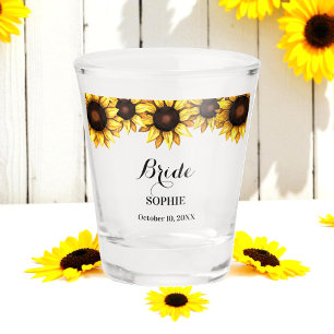 Verre A Shot Mariée Jaune Blanc Floral Mariage