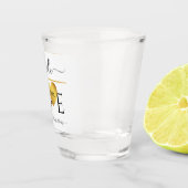 Verre A Shot Mariée Love texte avec un coeur d'or et date (Droite)