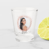 Verre A Shot Mariée rose or photo paillettes nom écriture (Devant)