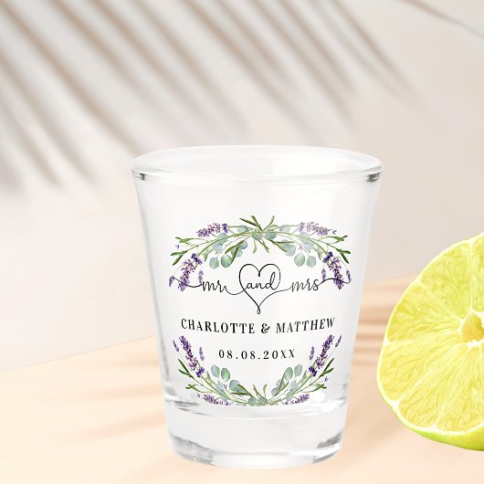 Verre A Shot Mariés mr mrs mariage lavande