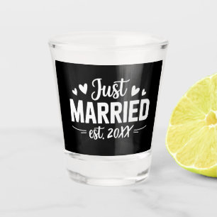 Verre A Shot Mariés sur mesure Just Married Est Wedding Party F