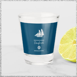 Verre A Shot Marine bleu et blanc Nautique