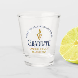 Verre A Shot Marine Bleu Gold Vétérinaire Diplôme sur mesure