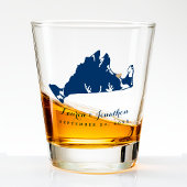 Verre A Shot Marine Blue Martha's Vineyard Map Gold Heart Maria