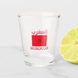 Verre A Shot Maroc Drapeau Anglais et arabe WordArt