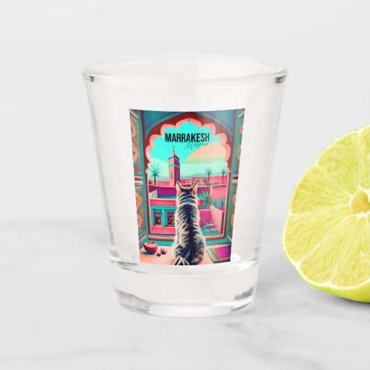 Verre A Shot Marrakech Maroc Chat Voyage Tourisme Souvenir (Devant)